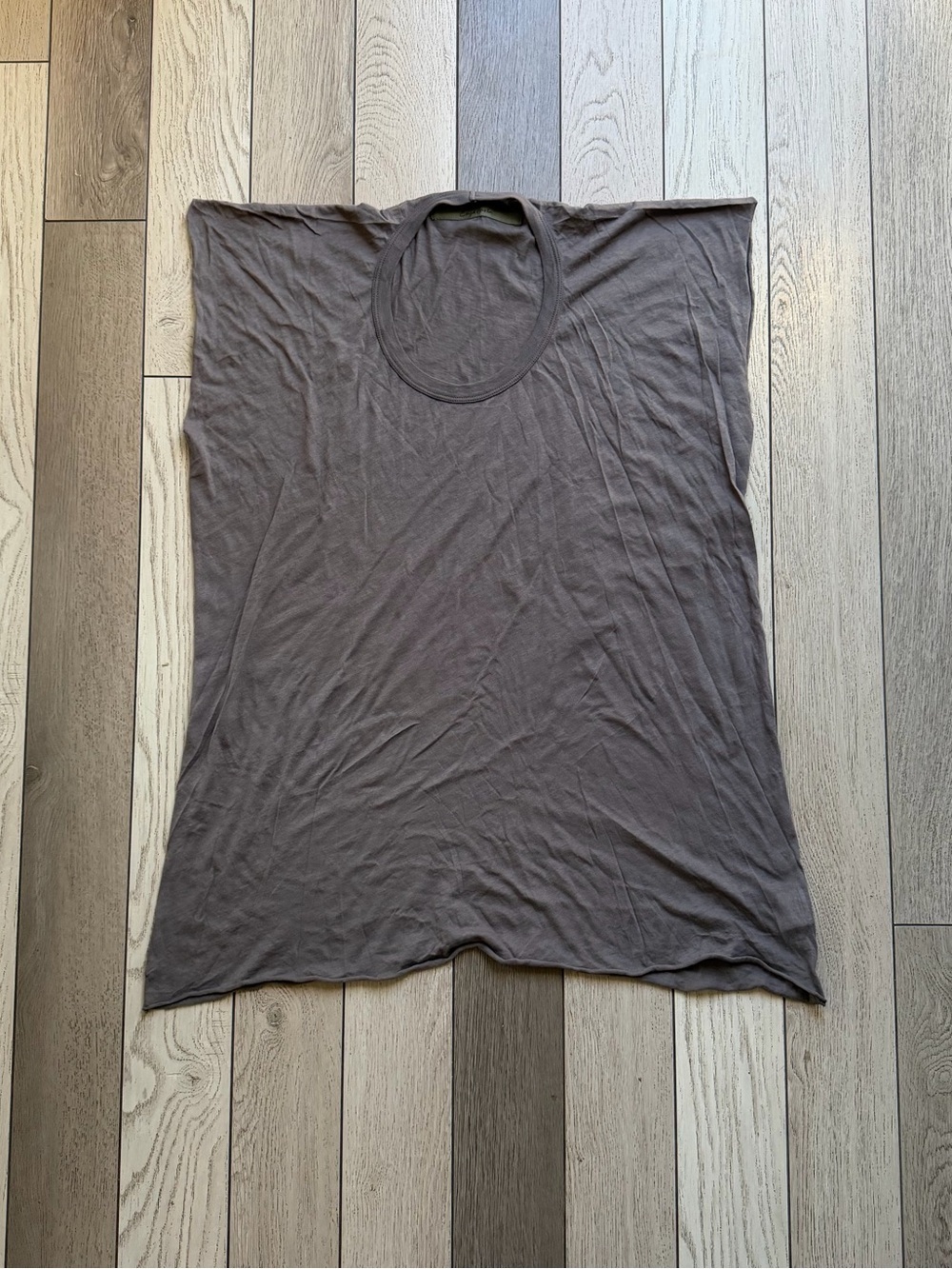 Enza Costa Simple Gray Scoop Neck Tunic Top L
